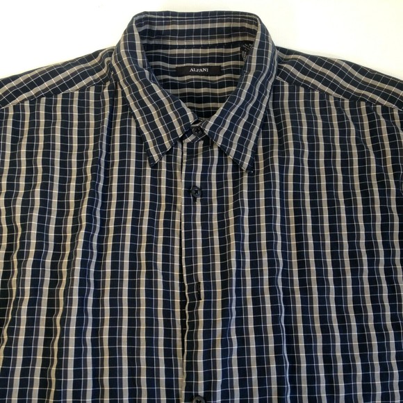 Alfani Mens Multicolor Plaid Stripes Button Up Dress Shirt Size XL Modal/Poly - Picture 3 of 7